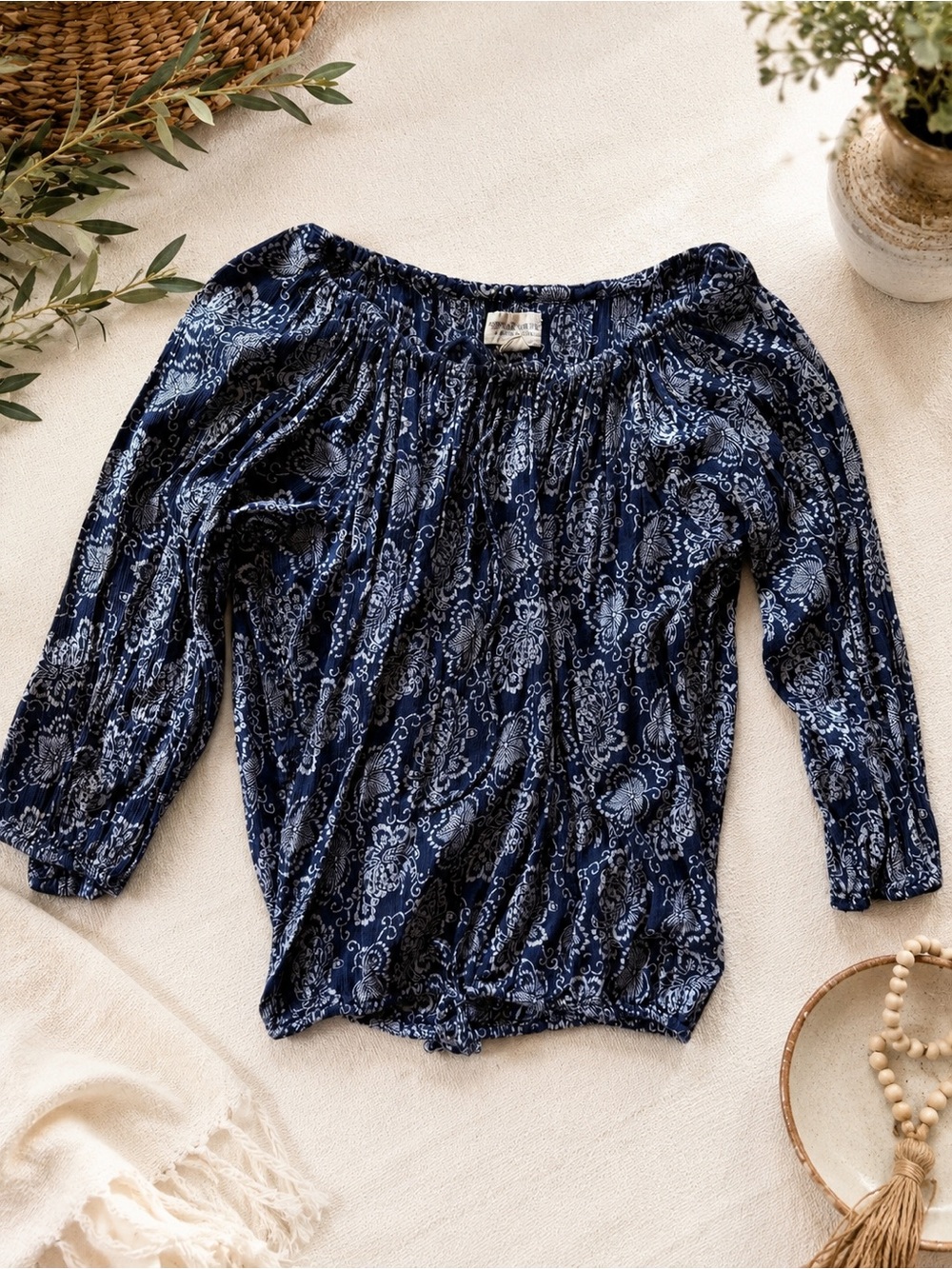 Denim & Supply Ralph Lauren Navy Floral Peasant Blouse